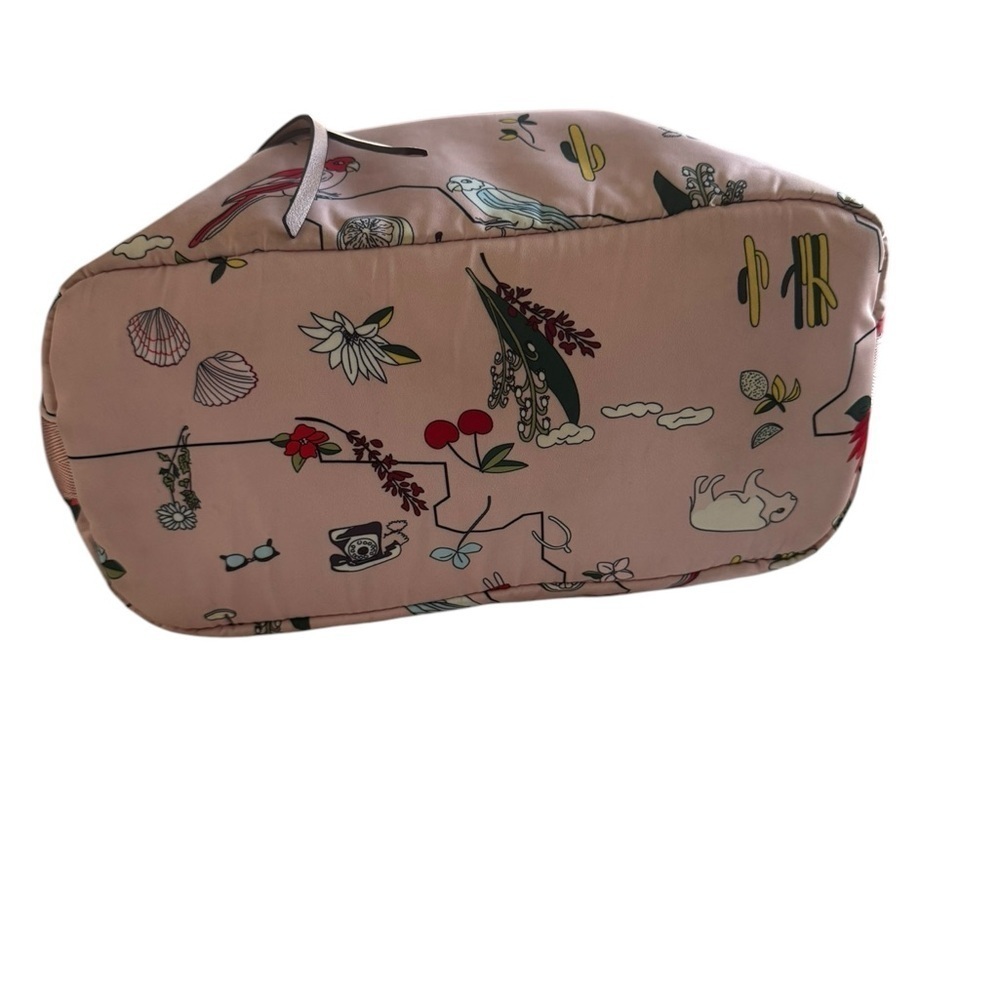 Tory Burch Pink Cherry, Shell, Floral, Parrot Cactus Printed Women's Bag 10x15x6 - Picture 7 of 14